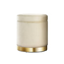 Artiss Ottoman Storage Foot Stool Round Velvet Cream - NuSea