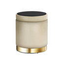 Artiss Ottoman Storage Foot Stool Round Velvet Cream - NuSea