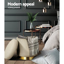 Artiss Ottoman Storage Foot Stool Round Velvet Cream - NuSea