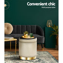 Artiss Ottoman Storage Foot Stool Round Velvet Cream - NuSea