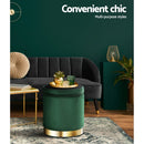 Artiss Ottoman Storage Foot Stool Round Velvet Green - NuSea