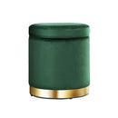Artiss Ottoman Storage Foot Stool Round Velvet Green - NuSea