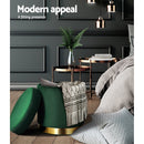 Artiss Ottoman Storage Foot Stool Round Velvet Green - NuSea