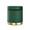 Artiss Ottoman Storage Foot Stool Round Velvet Green - NuSea