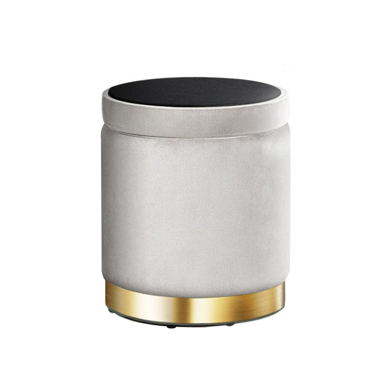 Artiss Ottoman Storage Foot Stool Round Velvet Grey - NuSea