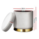 Artiss Ottoman Storage Foot Stool Round Velvet Grey - NuSea