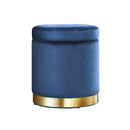 Artiss Ottoman Storage Foot Stool Round Velvet Navy - NuSea