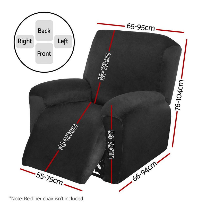 Artiss Recliner Chair Covers 1 Seater Velvet Black - NuSea