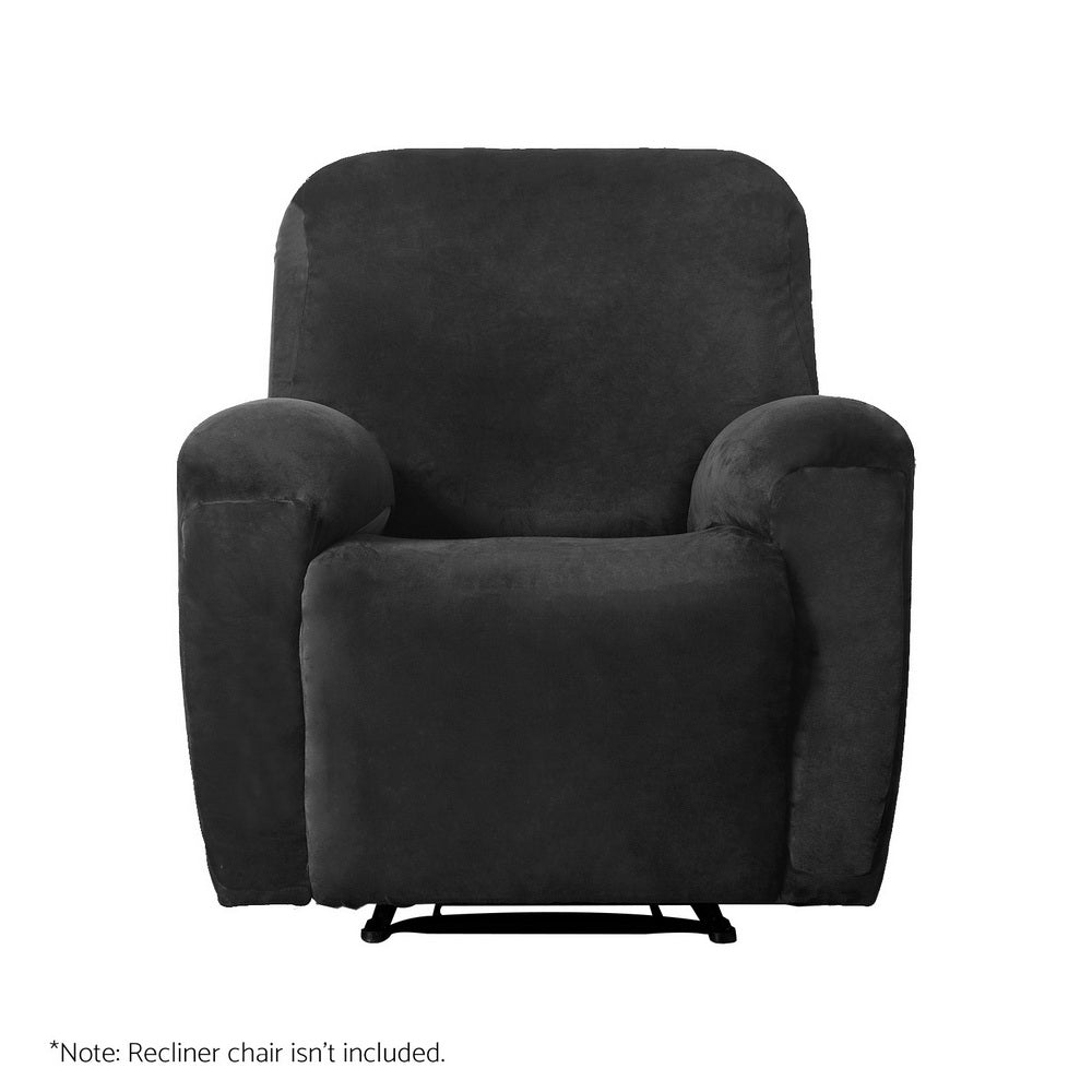 Artiss Recliner Chair Covers 1 Seater Velvet Black - NuSea