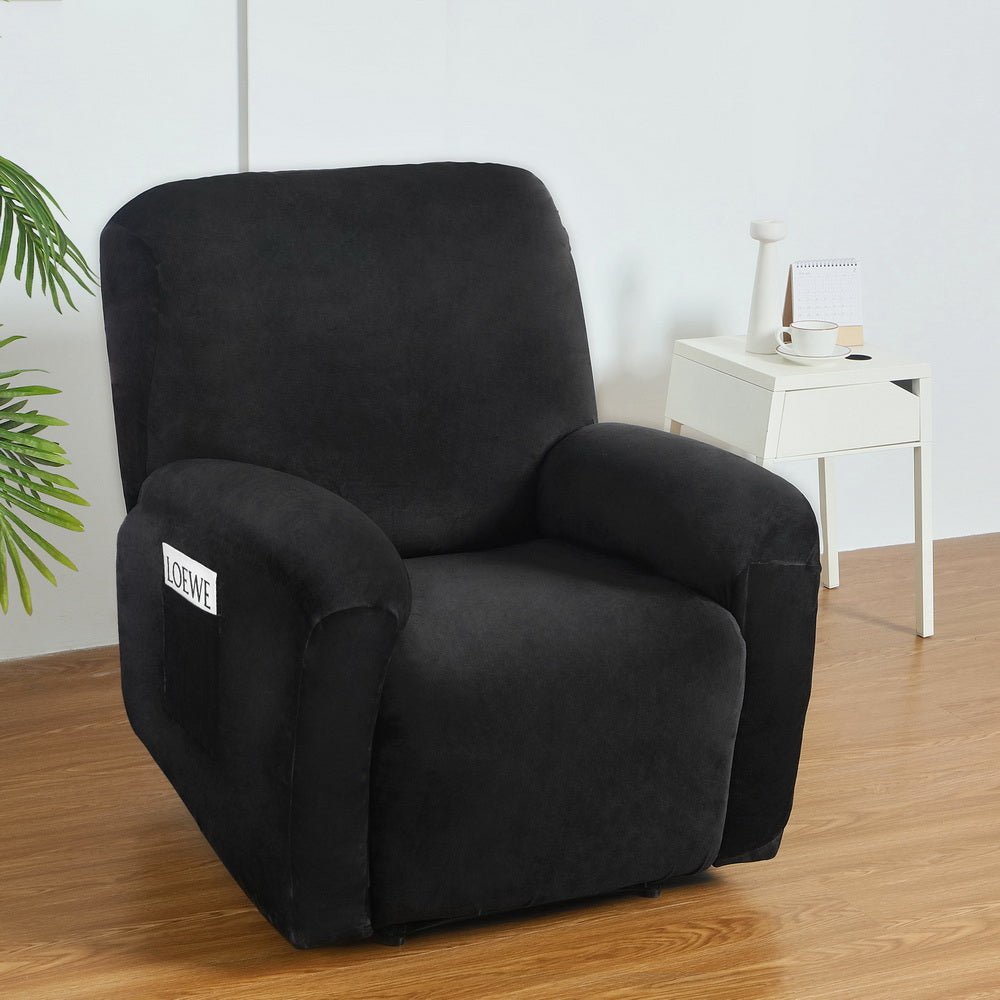 Artiss Recliner Chair Covers 1 Seater Velvet Black - NuSea