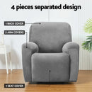 Artiss Recliner Chair Covers 1 Seater Velvet Grey - NuSea
