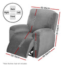 Artiss Recliner Chair Covers 1 Seater Velvet Grey - NuSea