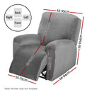Artiss Recliner Chair Covers 1 Seater Velvet Grey - NuSea