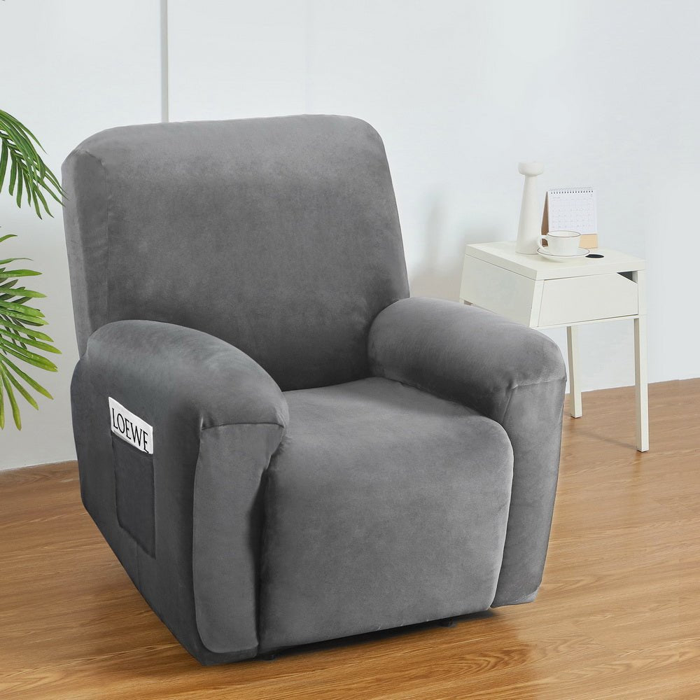 Artiss Recliner Chair Covers 1 Seater Velvet Grey - NuSea