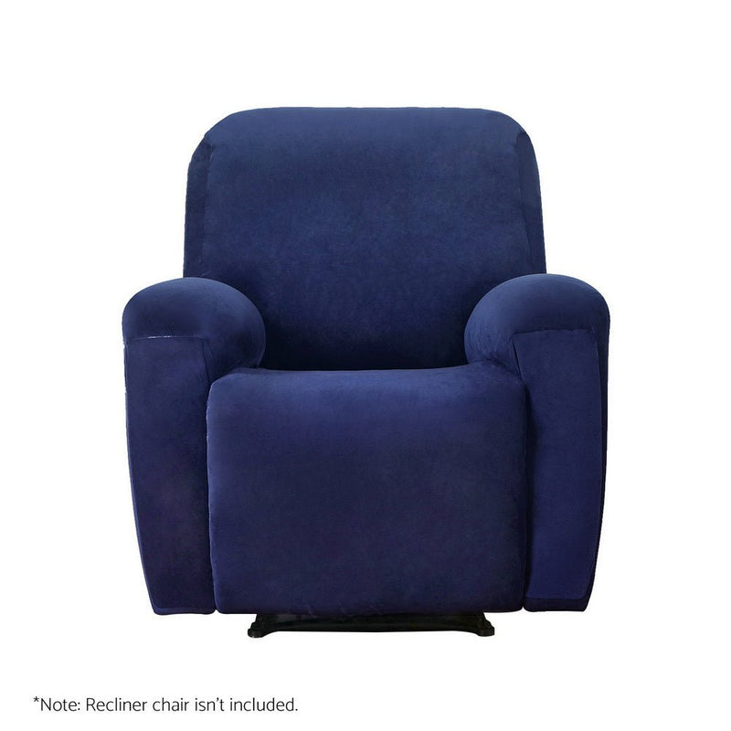 Artiss Recliner Chair Covers 1 Seater Velvet Navy - NuSea