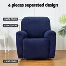 Artiss Recliner Chair Covers 1 Seater Velvet Navy - NuSea