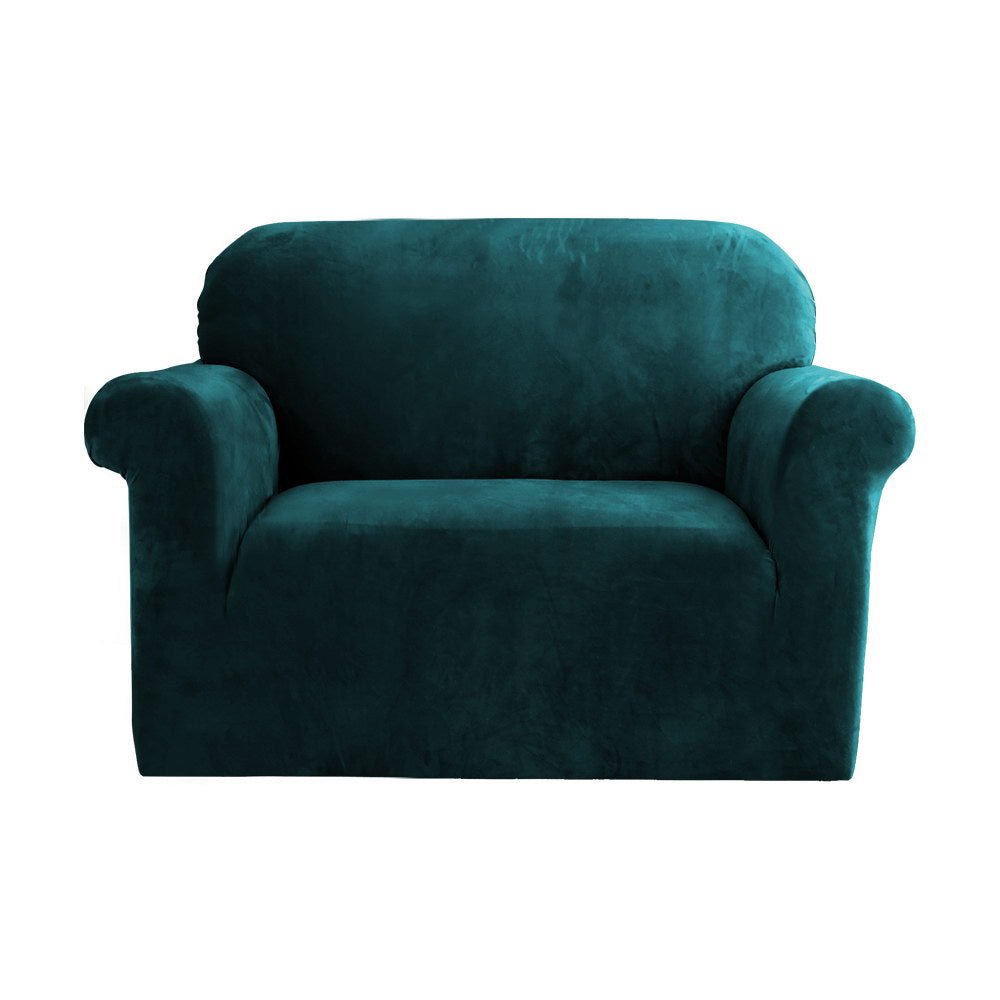 Artiss Sofa Cover Couch Covers 1 Seater Velvet Agate Green - NuSea