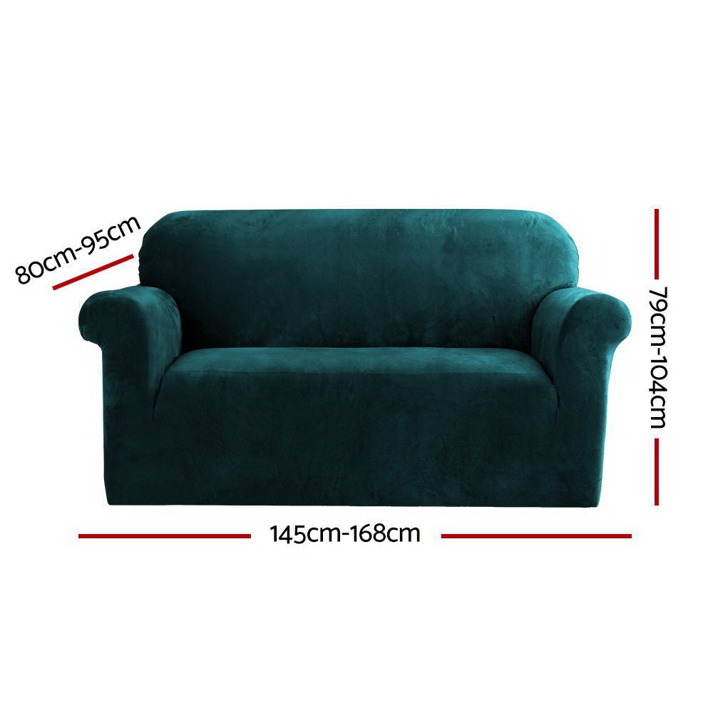 Artiss Sofa Cover Couch Covers 2 Seater Velvet Agate Green - NuSea