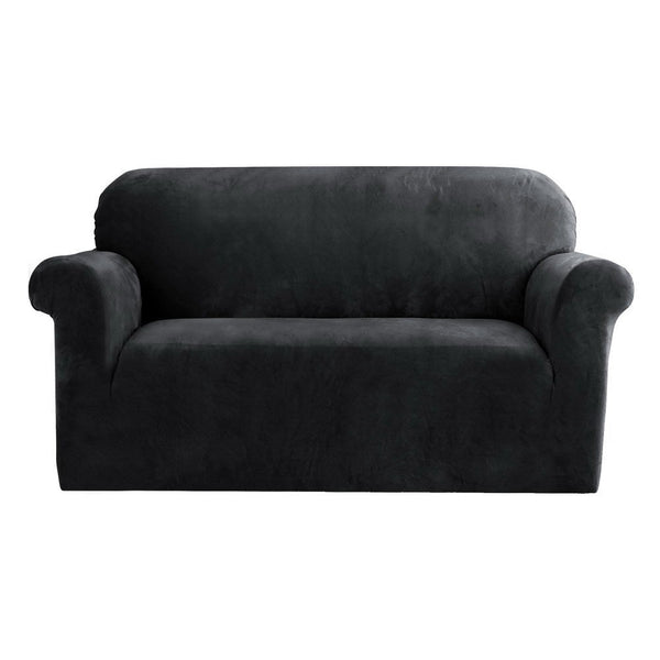 Artiss Sofa Cover Couch Covers 2 Seater Velvet Black - NuSea