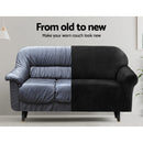 Artiss Sofa Cover Couch Covers 2 Seater Velvet Black - NuSea