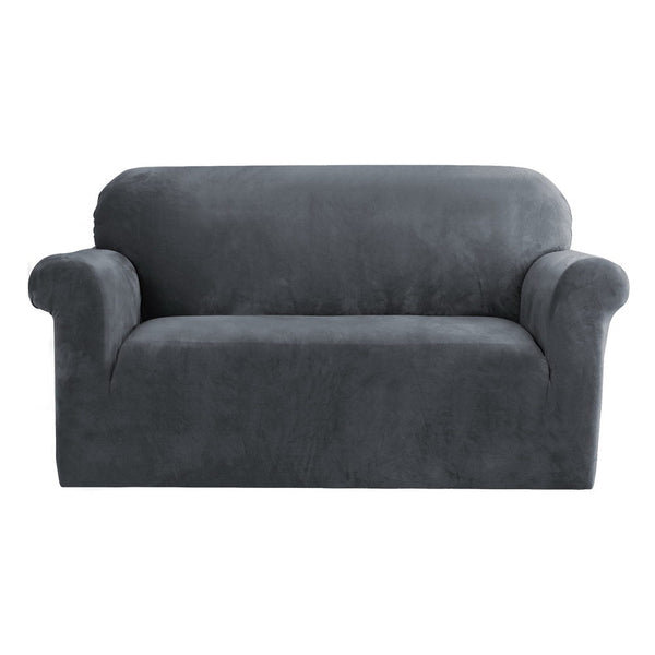 Artiss Sofa Cover Couch Covers 2 Seater Velvet Grey - NuSea