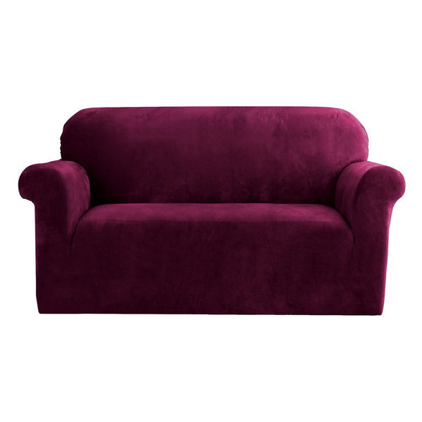 Artiss Sofa Cover Couch Covers 2 Seater Velvet Ruby Red - NuSea