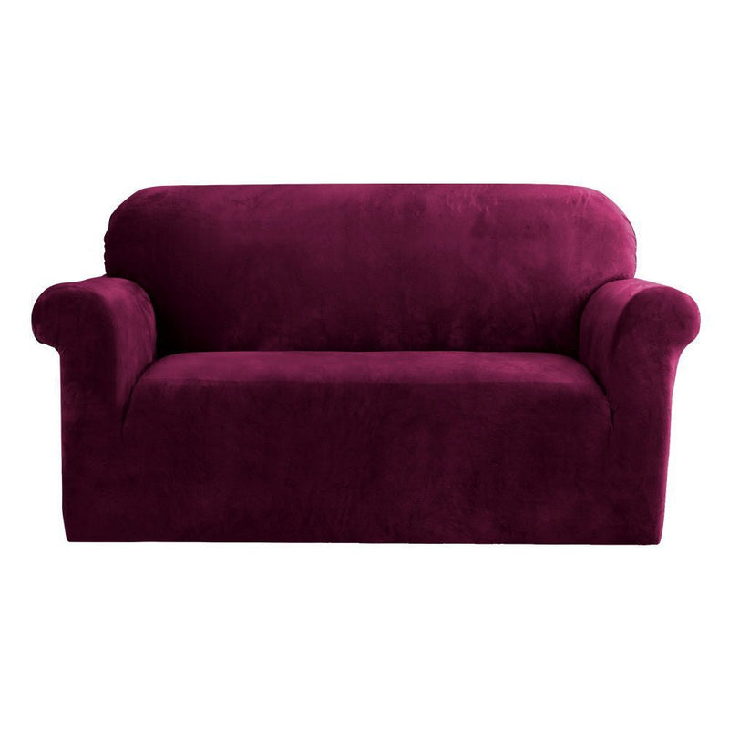 Artiss Sofa Cover Couch Covers 2 Seater Velvet Ruby Red - NuSea