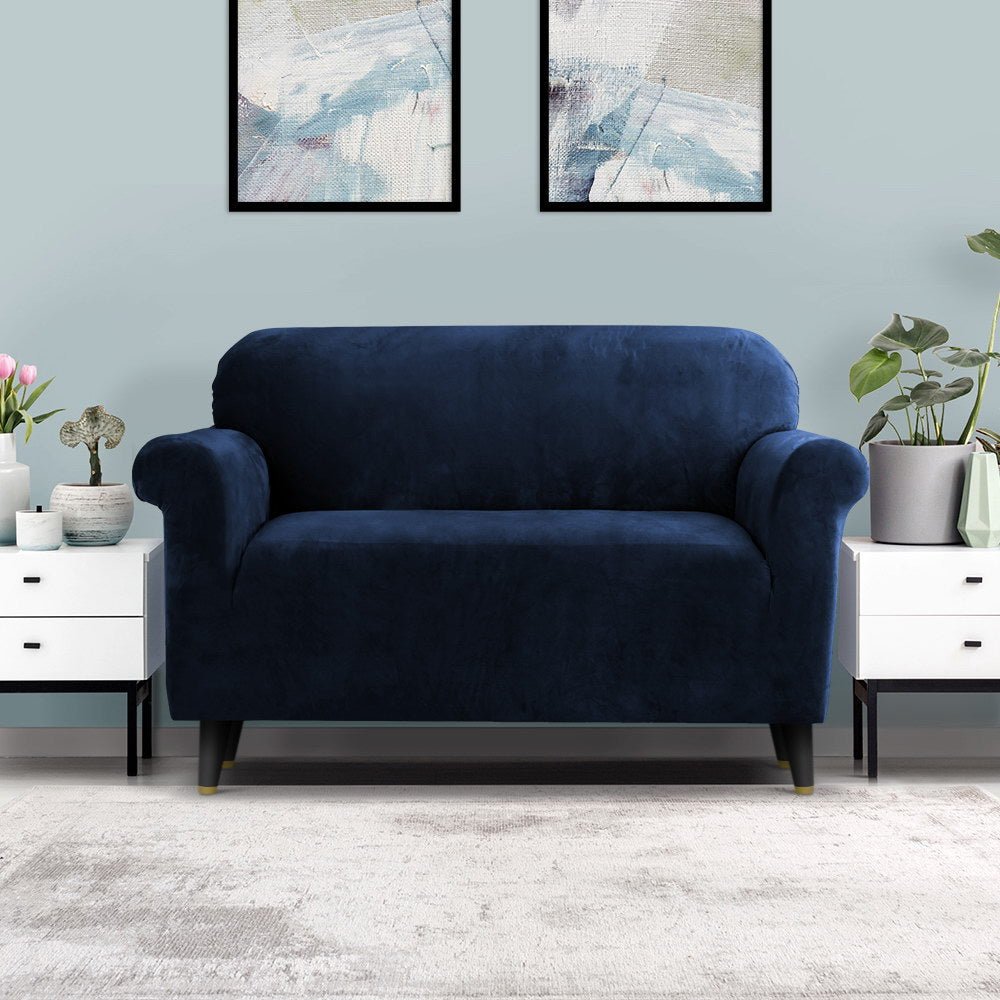 Artiss Sofa Cover Couch Covers 2 Seater Velvet Sapphire - NuSea
