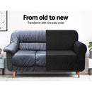 Artiss Sofa Cover Couch Covers 3 Seater High Stretch Black - NuSea