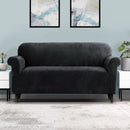 Artiss Sofa Cover Couch Covers 3 Seater Velvet Black - NuSea