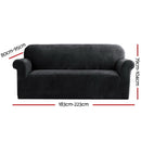 Artiss Sofa Cover Couch Covers 3 Seater Velvet Black - NuSea