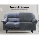 Artiss Sofa Cover Couch Covers 3 Seater Velvet Grey - NuSea