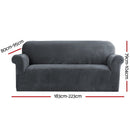 Artiss Sofa Cover Couch Covers 3 Seater Velvet Grey - NuSea