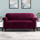 Artiss Sofa Cover Couch Covers 3 Seater Velvet Ruby Red - NuSea