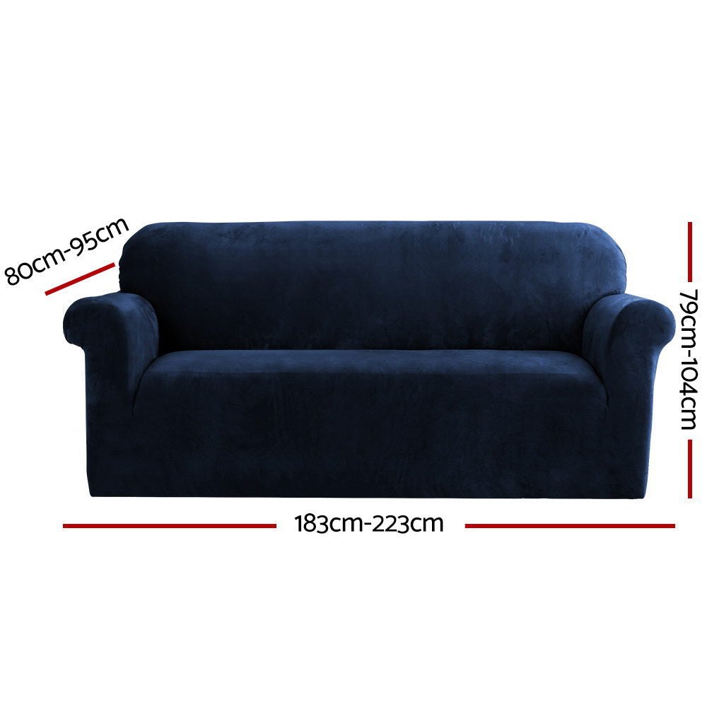 Artiss Sofa Cover Couch Covers 3 Seater Velvet Sapphire - NuSea