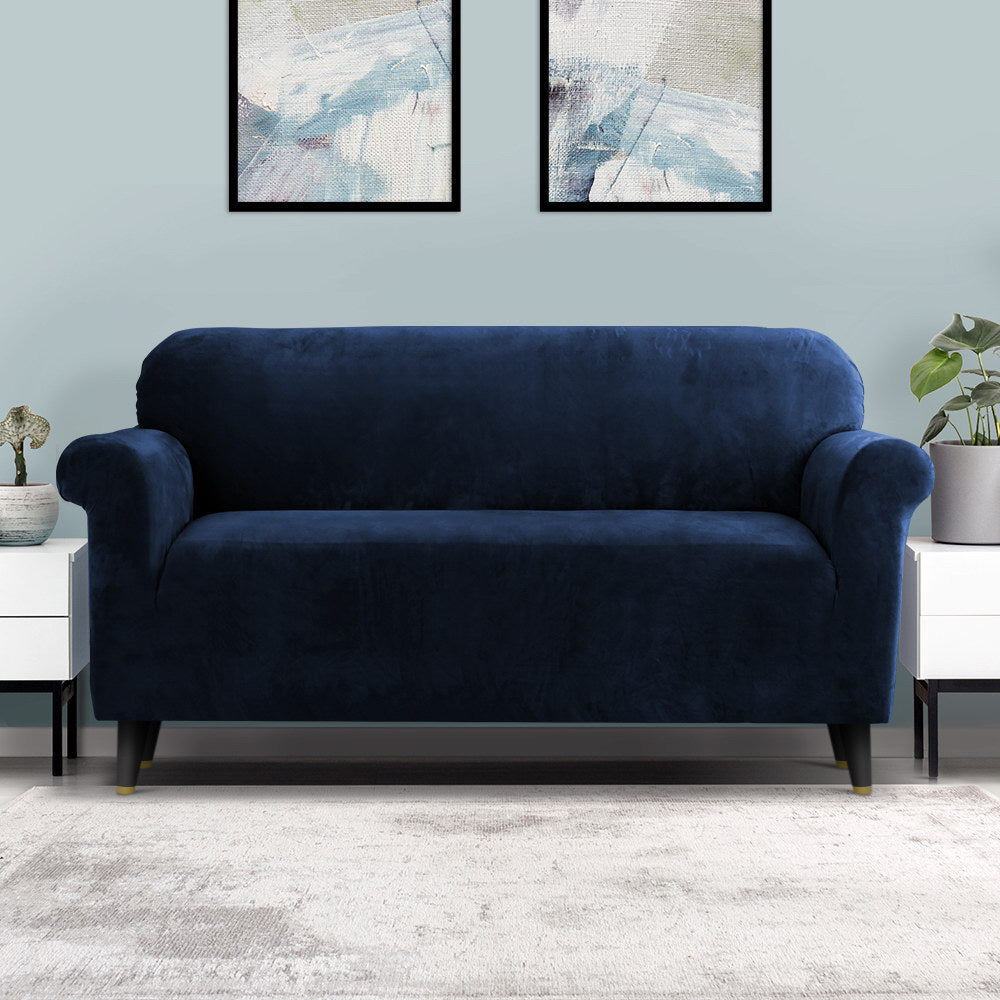Artiss Sofa Cover Couch Covers 3 Seater Velvet Sapphire - NuSea