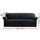 Artiss Sofa Cover Couch Covers 4 Seater Velvet Black - NuSea