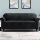 Artiss Sofa Cover Couch Covers 4 Seater Velvet Black - NuSea