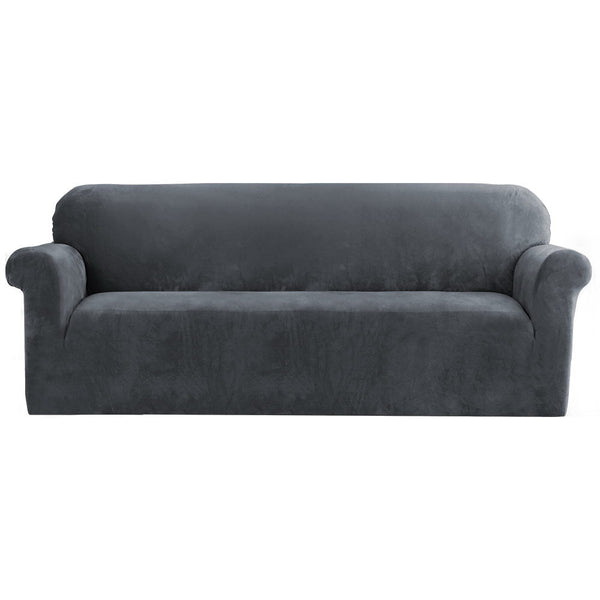 Artiss Sofa Cover Couch Covers 4 Seater Velvet Grey - NuSea