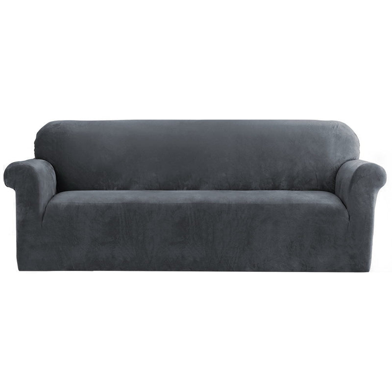 Artiss Sofa Cover Couch Covers 4 Seater Velvet Grey - NuSea