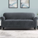 Artiss Sofa Cover Couch Covers 4 Seater Velvet Grey - NuSea