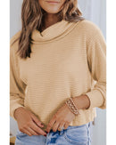 Azura Exchange Apricot Waffle Knit Turtleneck Top - L - NuSea