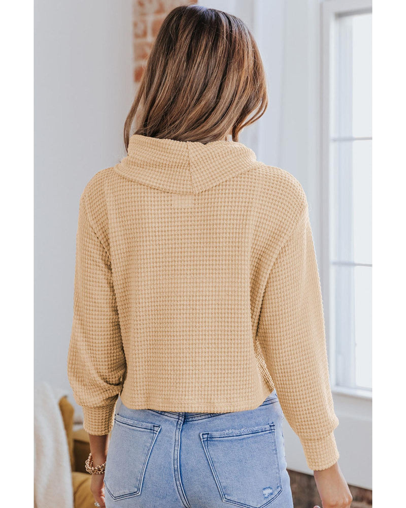 Azura Exchange Apricot Waffle Knit Turtleneck Top - L - NuSea