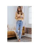 Azura Exchange Apricot Waffle Knit Turtleneck Top - L - NuSea