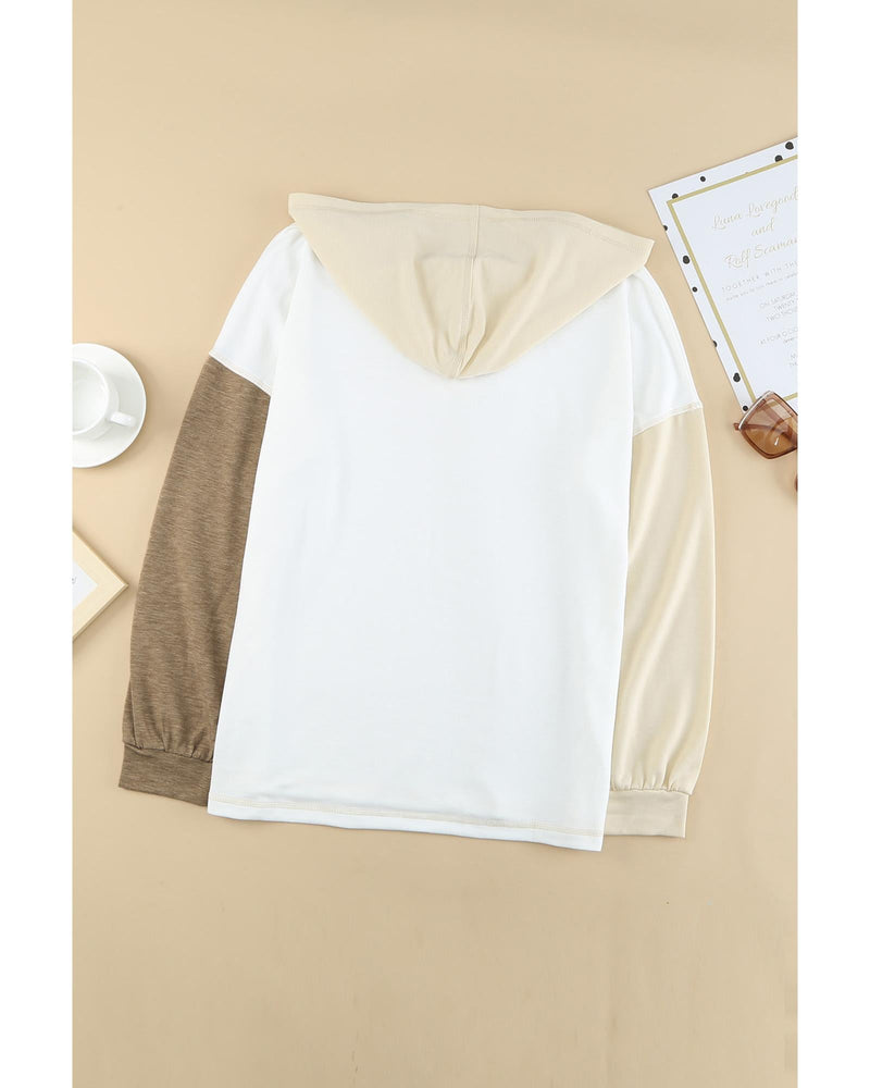 Azura Exchange Colorblock V Neck Long Sleeve Hoodie - 2XL - NuSea