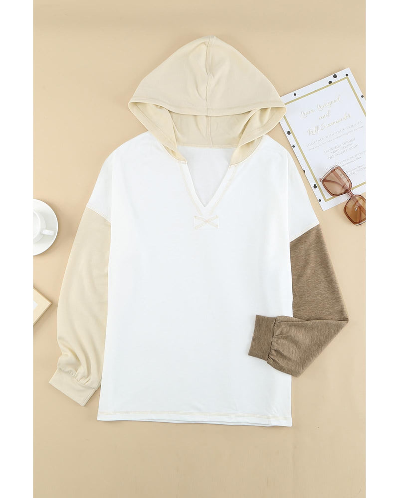 Azura Exchange Colorblock V Neck Long Sleeve Hoodie - XL - NuSea