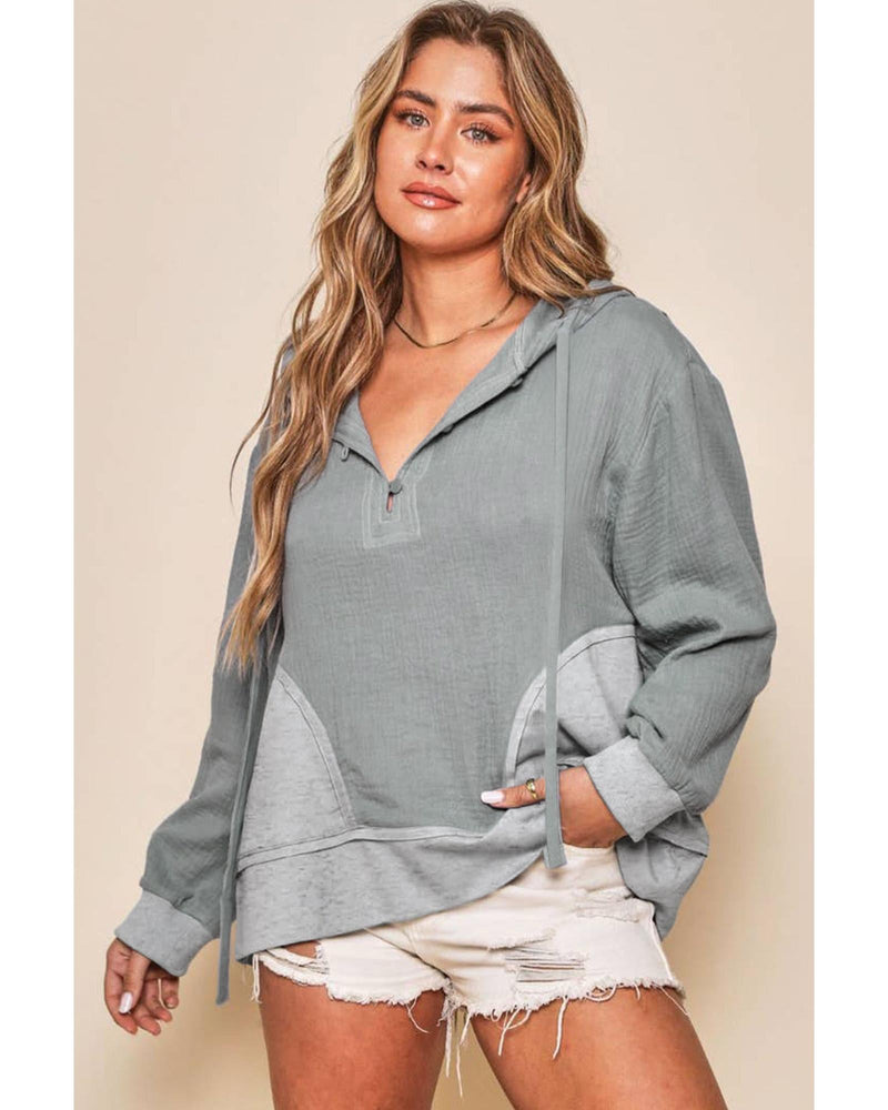 Azura Exchange Contrast Patchwork Pullover Hoodie - S - NuSea