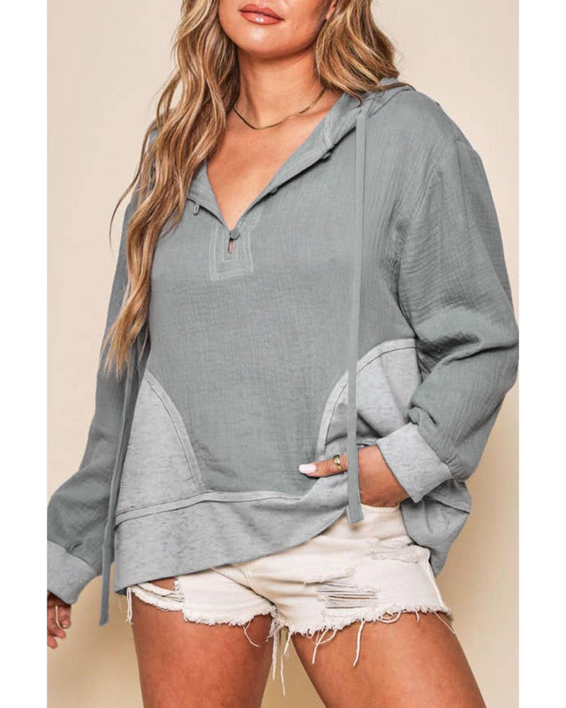 Azura Exchange Contrast Patchwork Pullover Hoodie - XL - NuSea