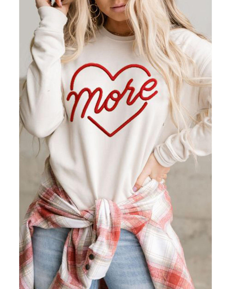 Azura Exchange Embroidered Pullover Sweatshirt with Heart Shaped Details - L - NuSea