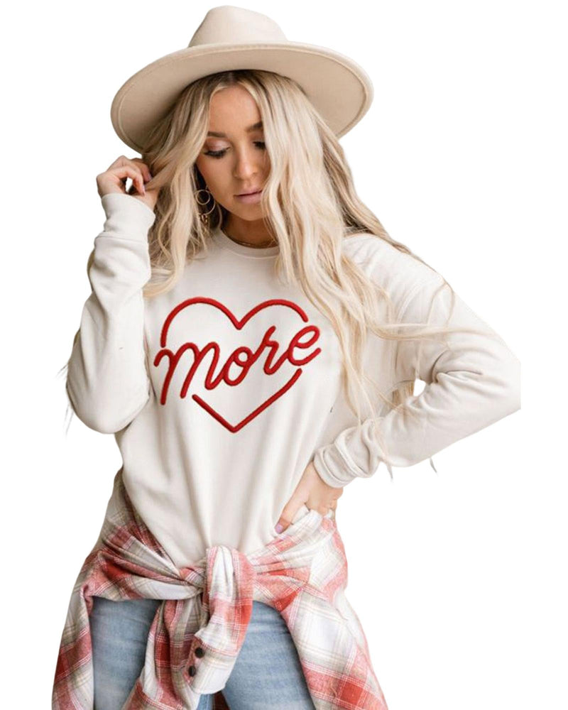 Azura Exchange Embroidered Pullover Sweatshirt with Heart Shaped Details - L - NuSea